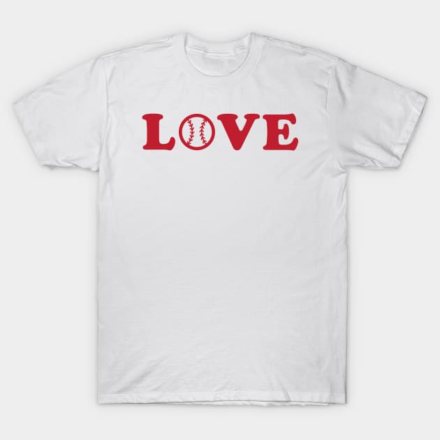 I Love Baseball Red T-Shirt by College Mascot Designs